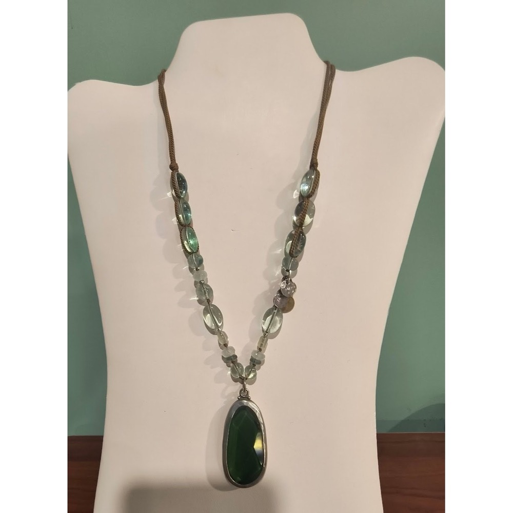 Silpada Sterling Beaded Statement Necklace with Large Faceted Pendant and Charms